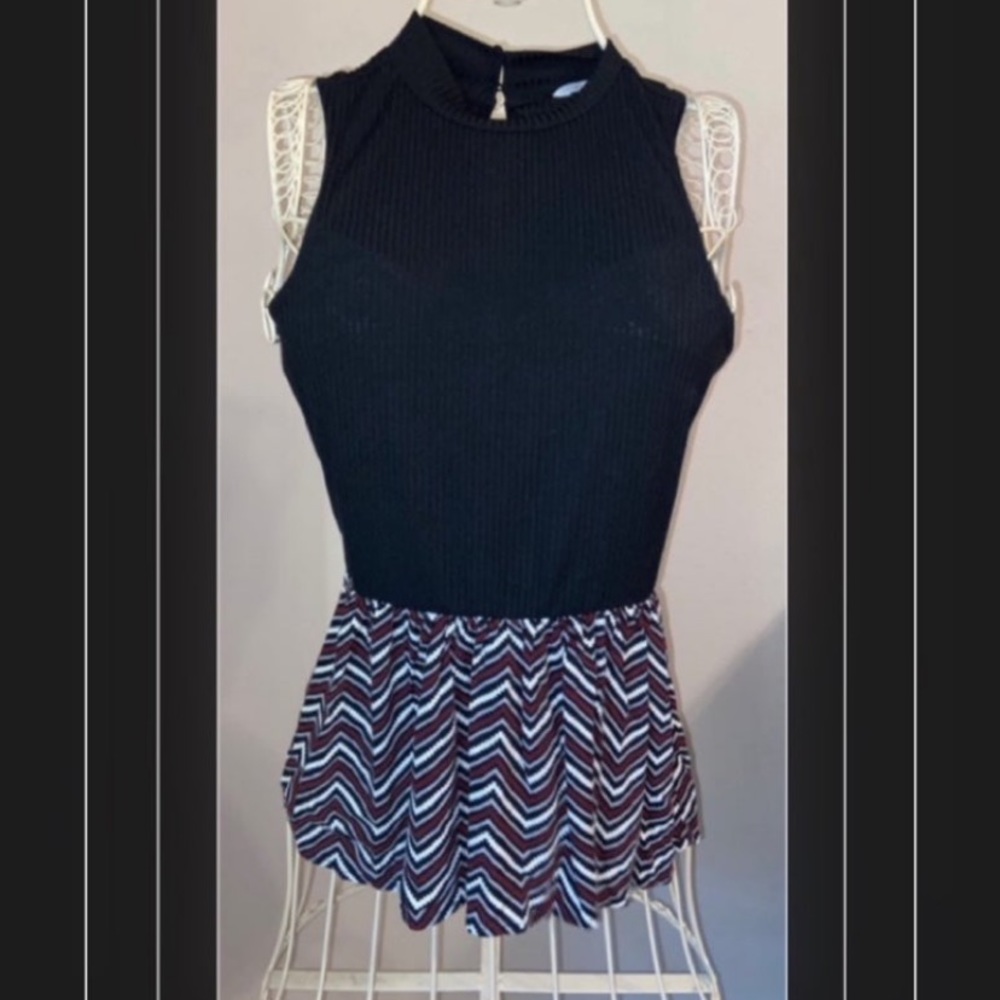 Candies Mini Shirt Dress Sleeveless Zig Zag Pattern